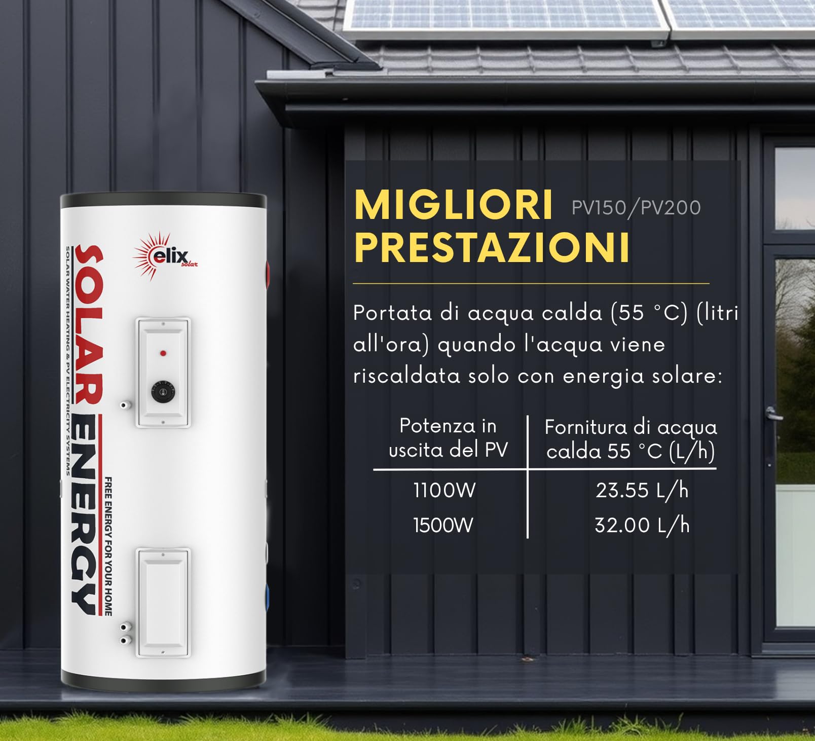 Scaldabagno Solare Fotovoltaico PV Elix 150/200 L | MPPT (con MPPT, 200L, DC 1500W)
