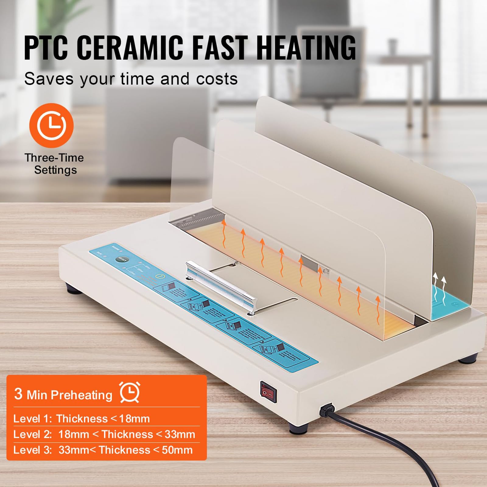 Rilegatrice termica con capacità di 500 fogli e riscaldamento in ceramica PTC per rilegatura sicura di documenti e album fotografici
