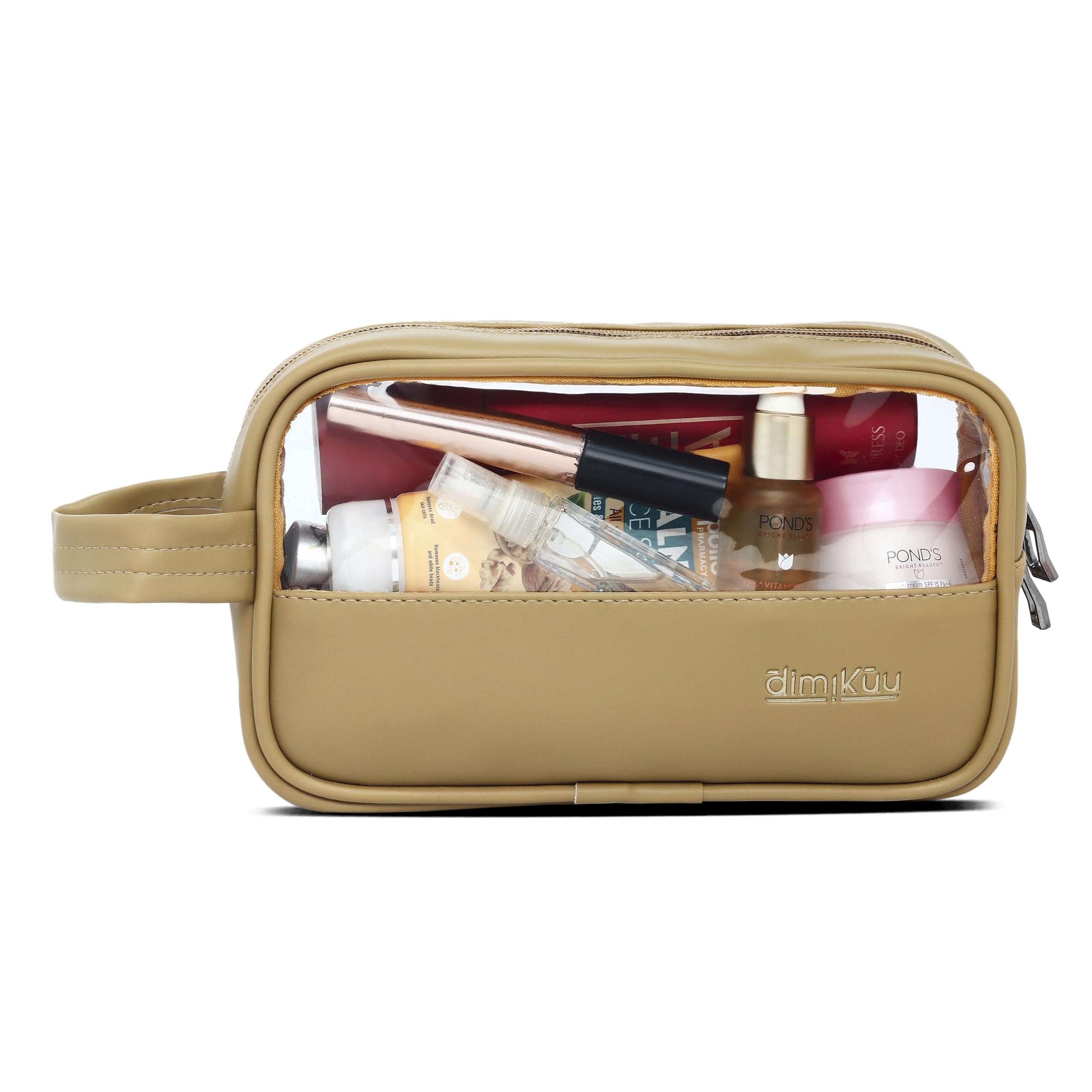 Yellow Makeup Organizer Bag for Women Travel Cosmetic Storage Case | Premium Synthetic Leather Makeup Pouch for Girls & Brides-image-45