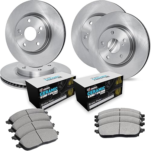 R1 Concepts Front and Rear Brake Kit For 2019-2020 Audi A8, Q8, 2017-2020 Audi Q7| Blank Brake Rotors| Ceramic Brake Pads and Rotors Kit
