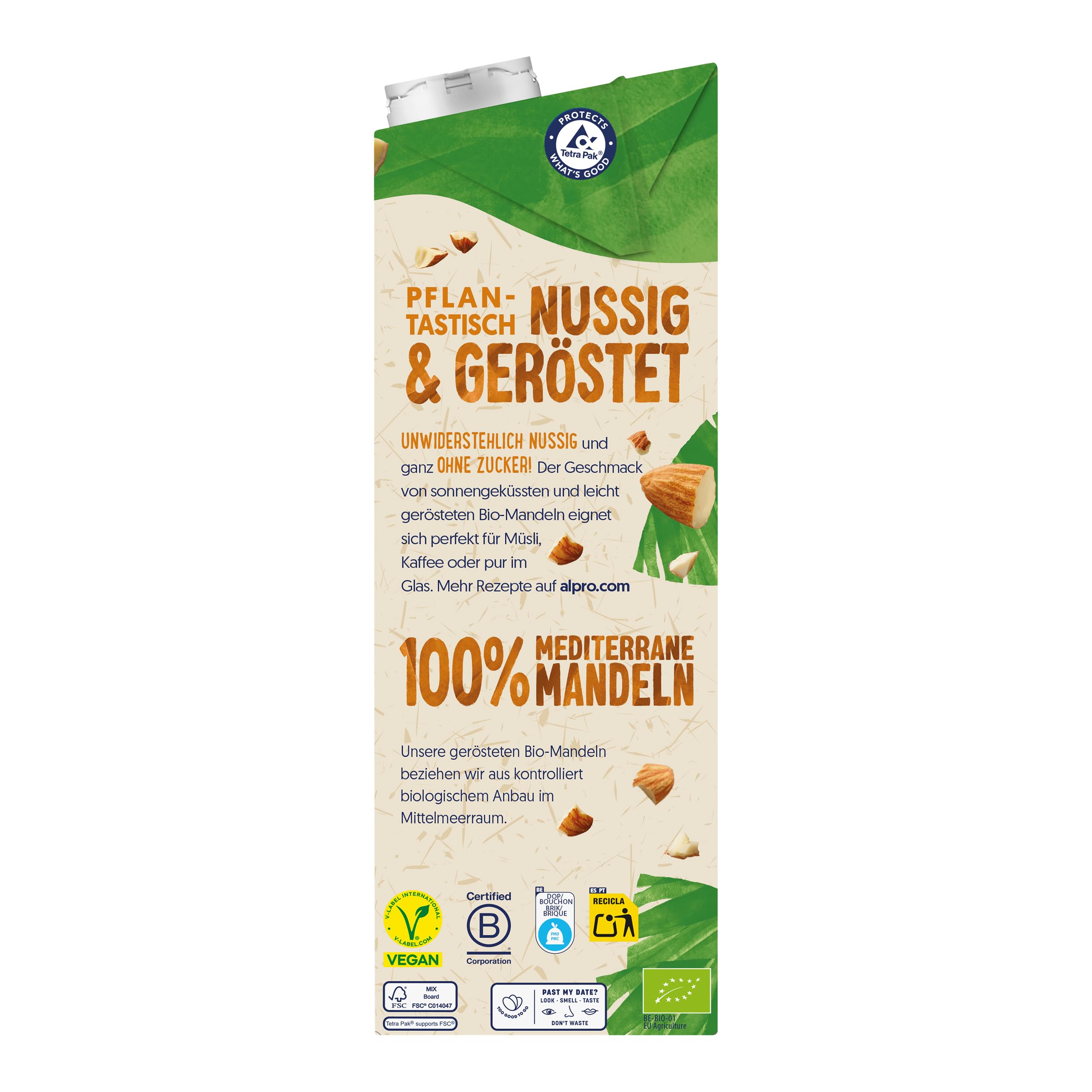 Alpro Bio Mandeldrink ohne Zucker – 8 x 1 l