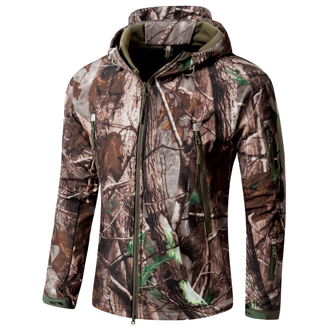 ReFire Gear Men's Soft Shell Military Tactical Jacket Outdoor Camouflage Hunting Fleece Hooded Coat