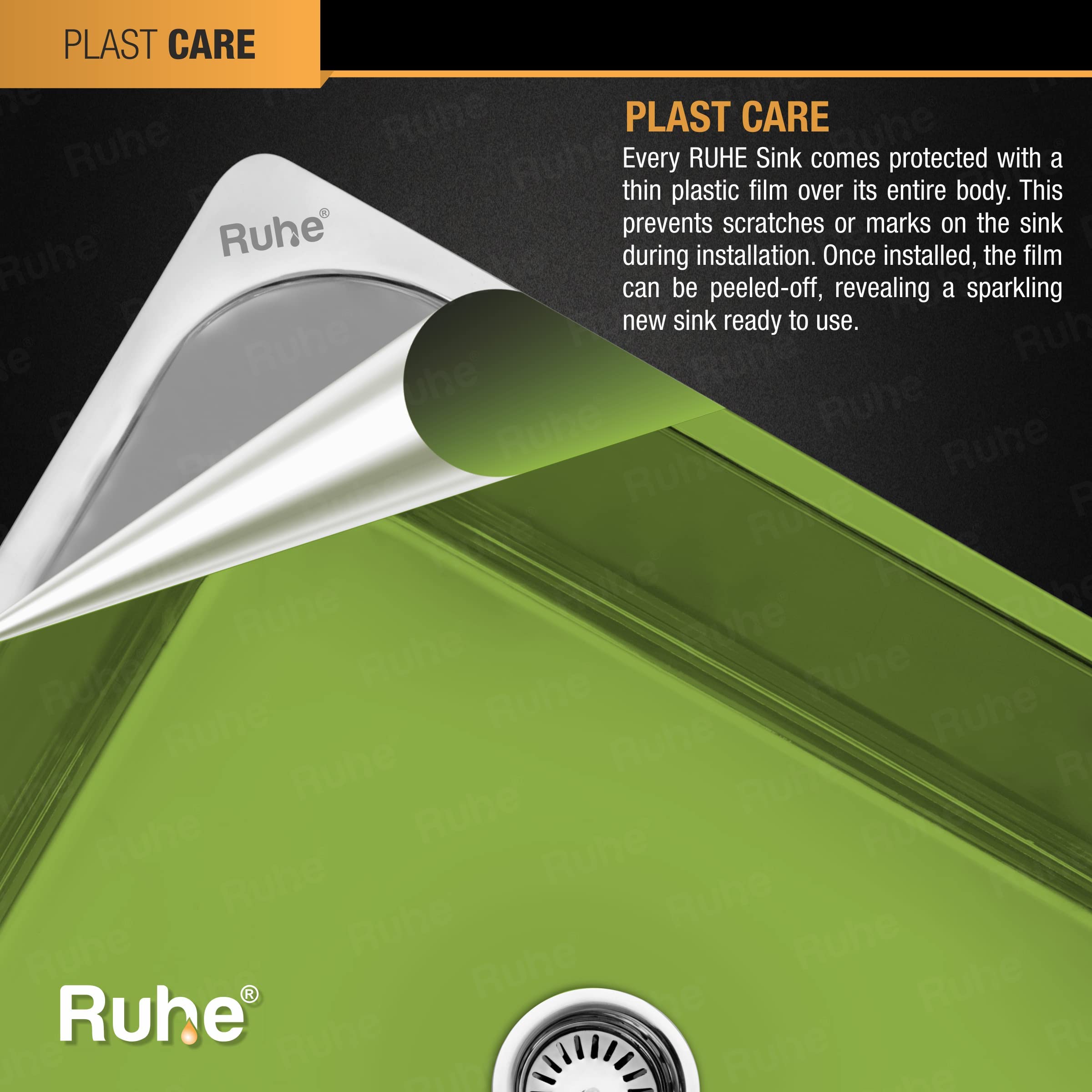 Ruhe® Square Double Bowl 32 x 20 x 8 inches Kitchen Sink | 304-Grade Stainless Steel Square Double Bowl Kitchen Sink | Glossy Finish | Included 2 Sink Coupling, Waste pipe and Double Bowl Connector 4
