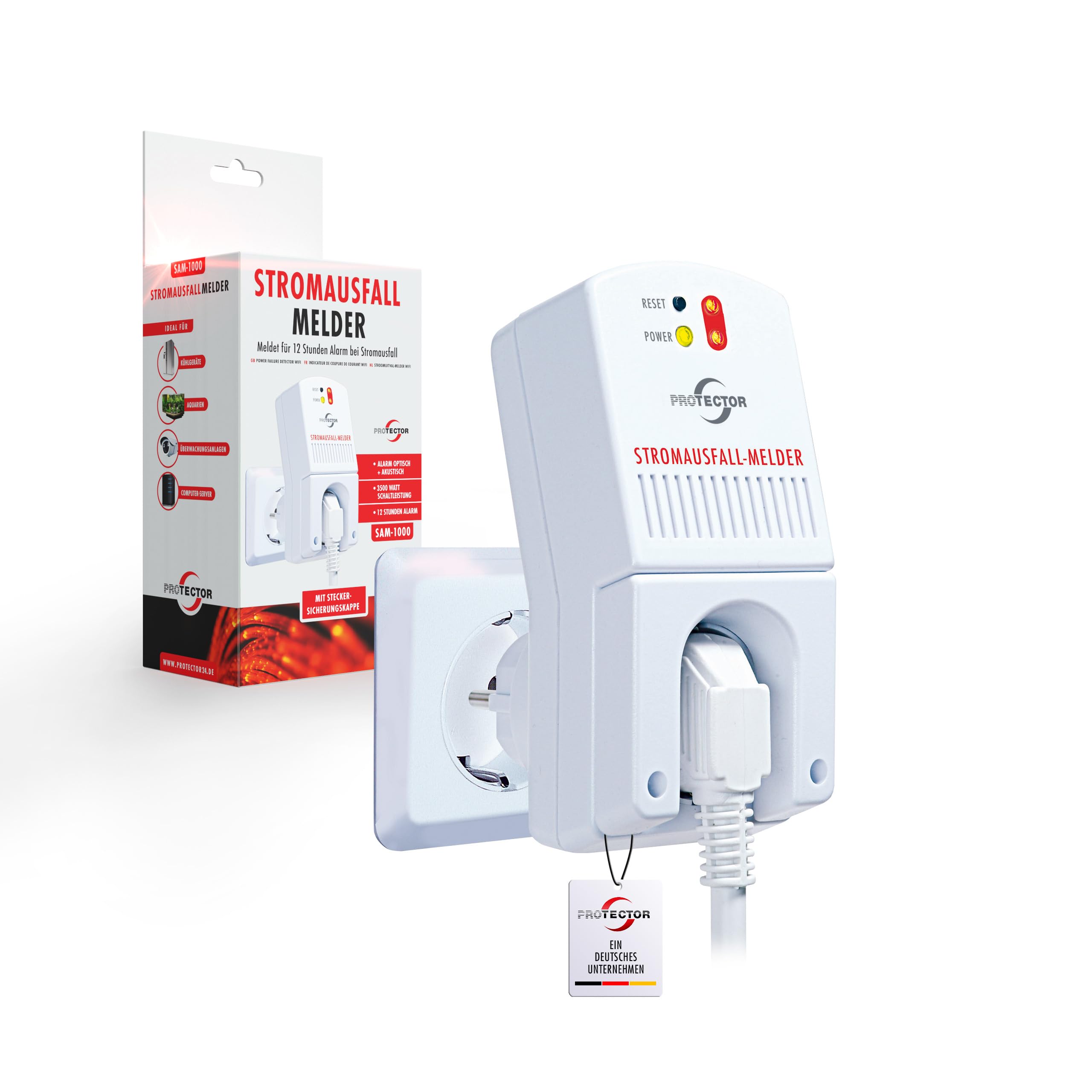 Protector SAM 1000 czujnik awarii zasilania | 3500 W | buforowany prąd awaryjny | 12 godzin | alarm awarii zasilania