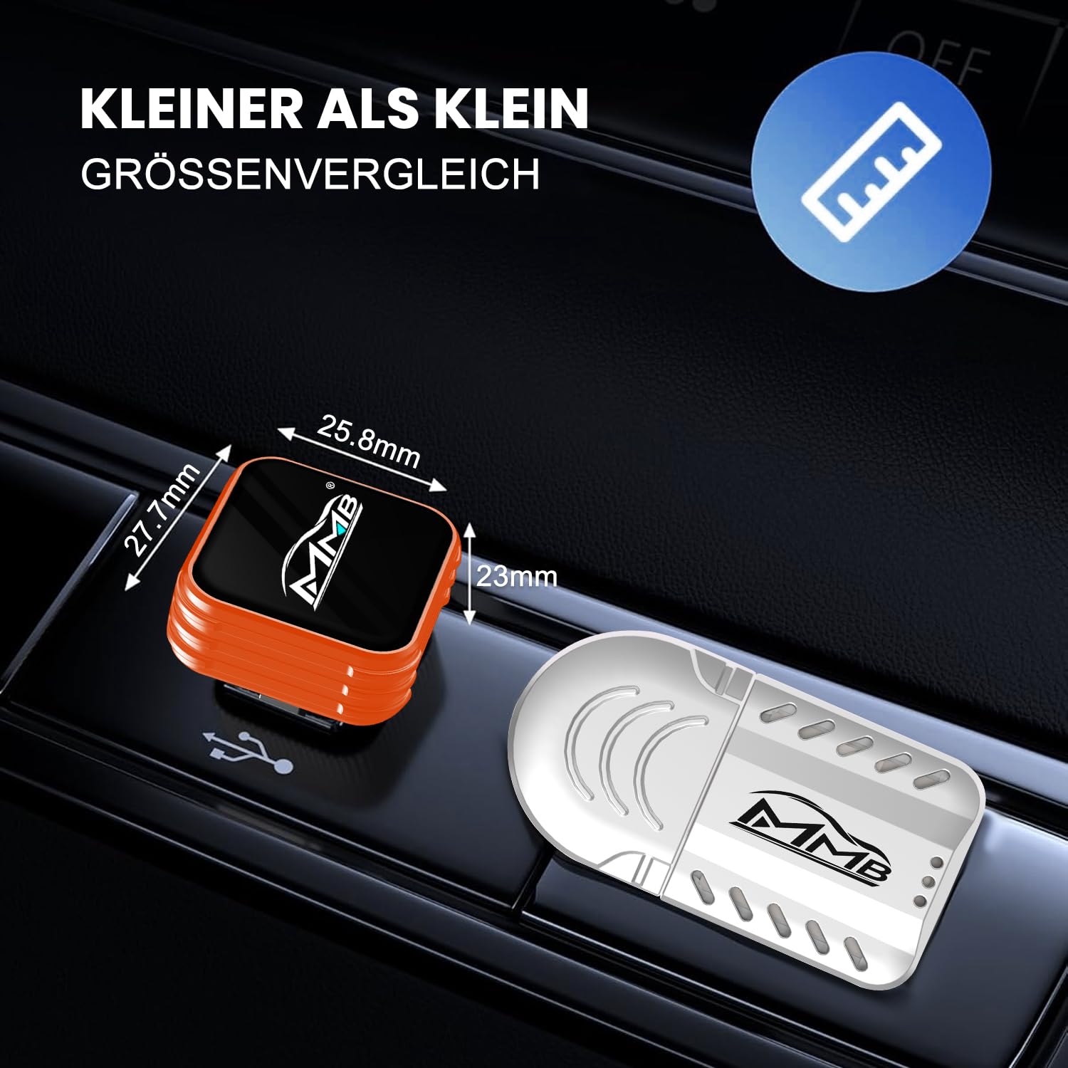 MMB Wireless CarPlay Adapter, kabelgebundenes Mühelos In kabelloses CarPlay um,Geeignet Für Fahrzeuge Mit CarPlay, kompatibel mit iPhone iOS 10+ und Android Auto, Mini & Stabiler Adapter (orange)