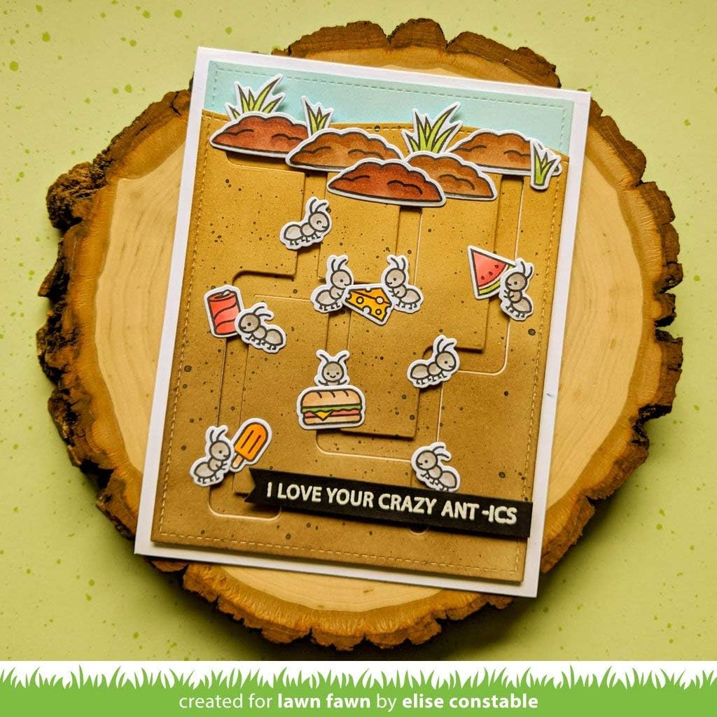 Lawn Fawn Crazy Antics 4"X6" Clear Stamp Set and Coordinating Dies, 2 Item Bundle, LF2336, LF2337