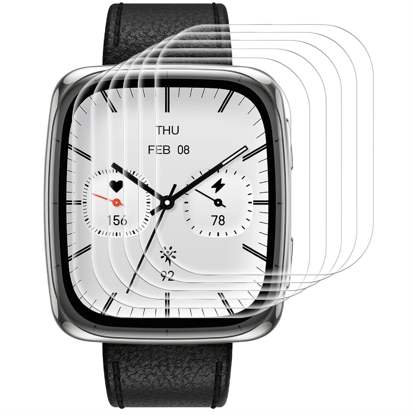 GIOPUEY Protector de Pantalla para Amazfit Active 2 Square, [6 Unidades] HD Transparente TPU Suave láminas Protectora con Capa Oleófoba - Transparente