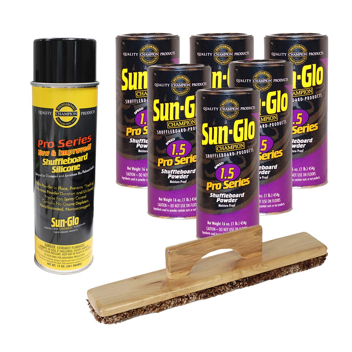 Sun-Glo 6 Cans #1.5 Pro-Series Wax, Sweep, Silicone Spray