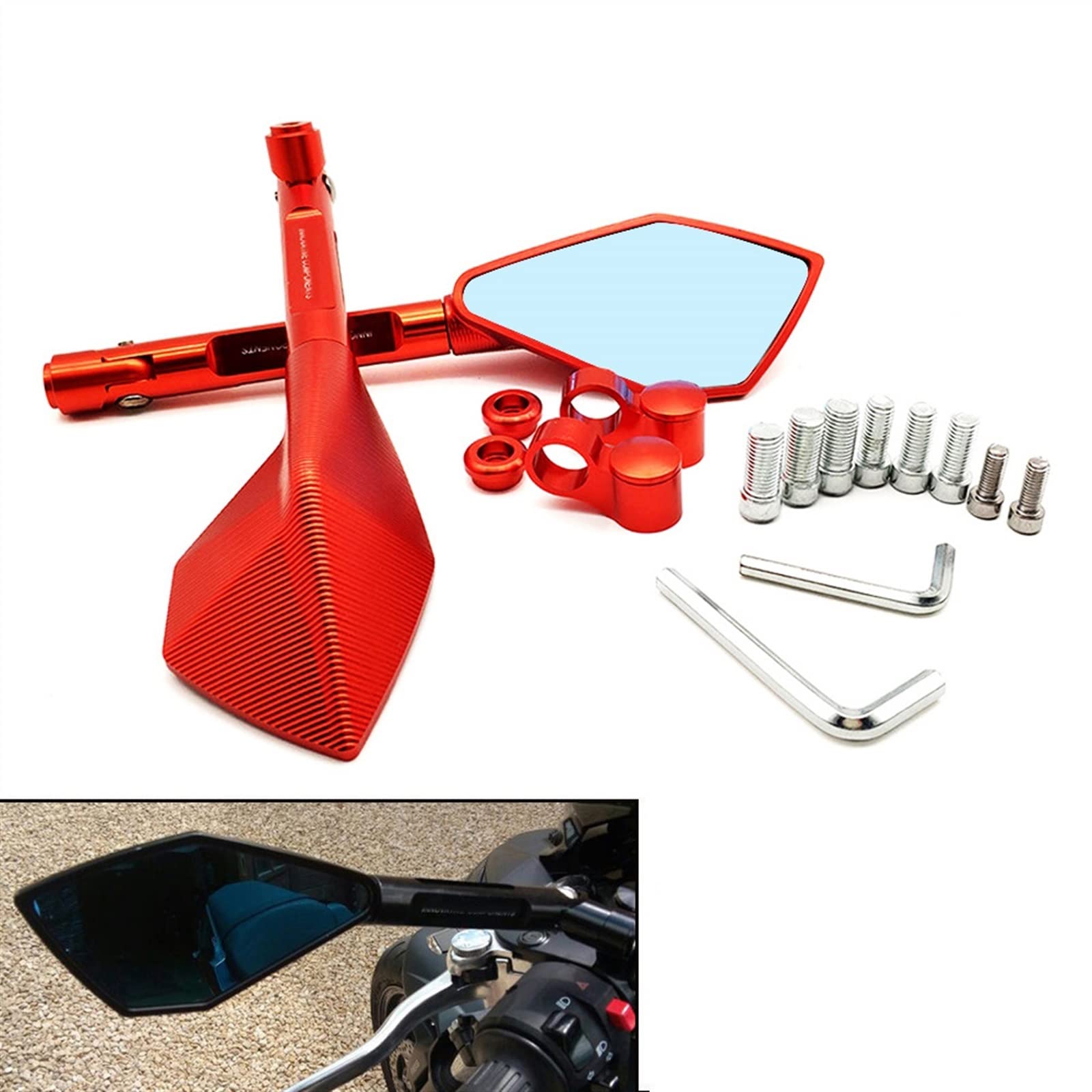 Rétroviseur Rétroviseurs De Moto pour Benelli Leoncino 500 TRK 502 pour Hyosung Gt650r Rétroviseurs De Guidon De Moto en Aluminium Bleu Pièce De Moto (Color : Rot)