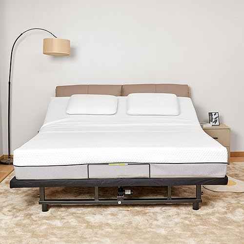 Miniatura 2 de Base de cama ajustable ergonómica tamaño Queen, control remoto inalámbrico, motor silencioso y duradero, inclinación independiente de cabeza y pie,