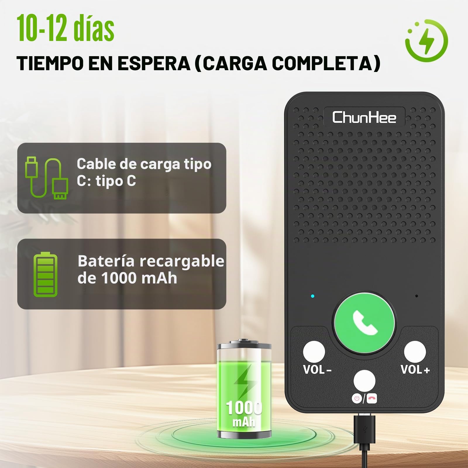 ChunHee Sistemas de intercomunicación dúplex completo para el hogar, sistema de intercomunicación de contacto de 2 vías | Fácil de usar, un botón para llamar/contestar, recargable, ligero, buen sonido, intercomunicador para ancianos