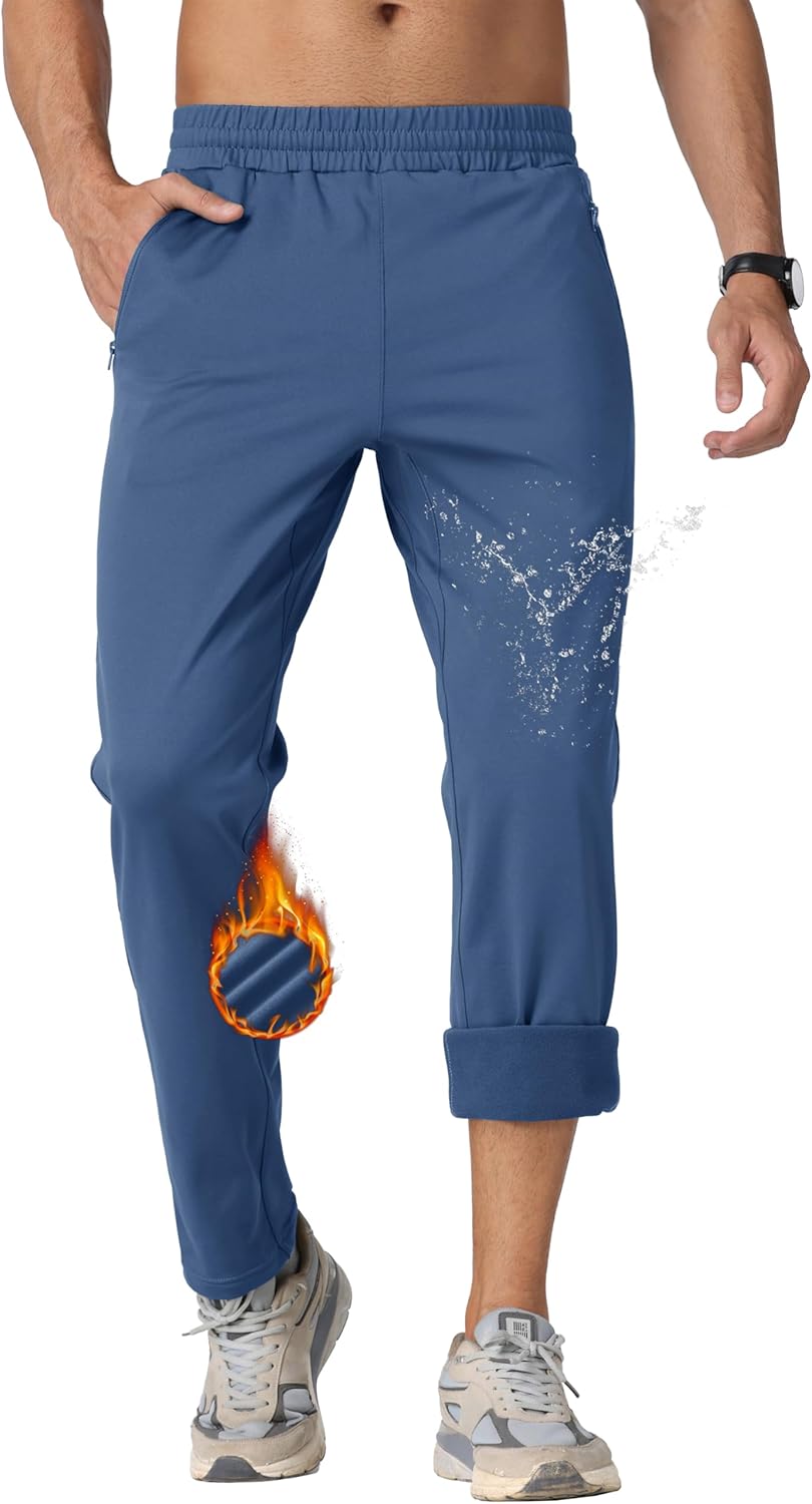 MAGCOMSEN Men’s Winter Fleece Lined Sweatpants Thicken Warm Athletic Pants Sports Water Repellent Pants