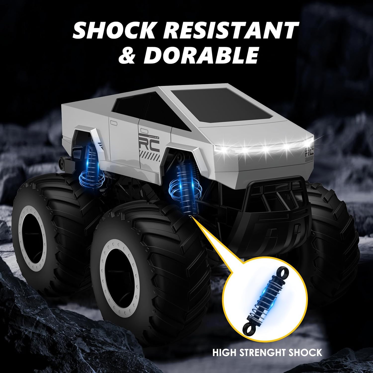 CROPDAK RC Cybertruck Toy Remote Control Car Off-Road Pick-Up Truck Waterproof RC Monster Truck 4Wd All Terrain Off Road 2.4Ghz RC Cars Gifts for Boys/Girls Ages 6+ 2