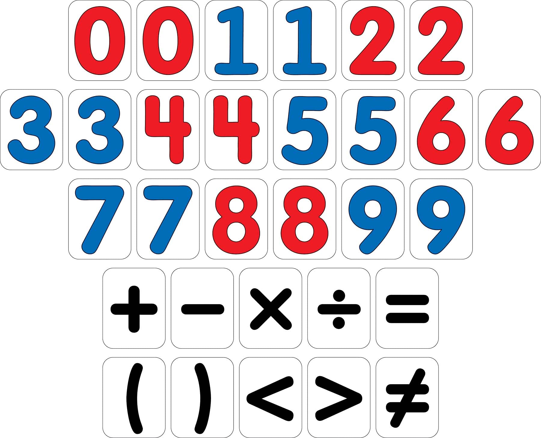 Barker Creek Learning Magnets, Numbers & Math Signs, 2 Sets of Numbers 0-9 & 10 Math Signs (1305)