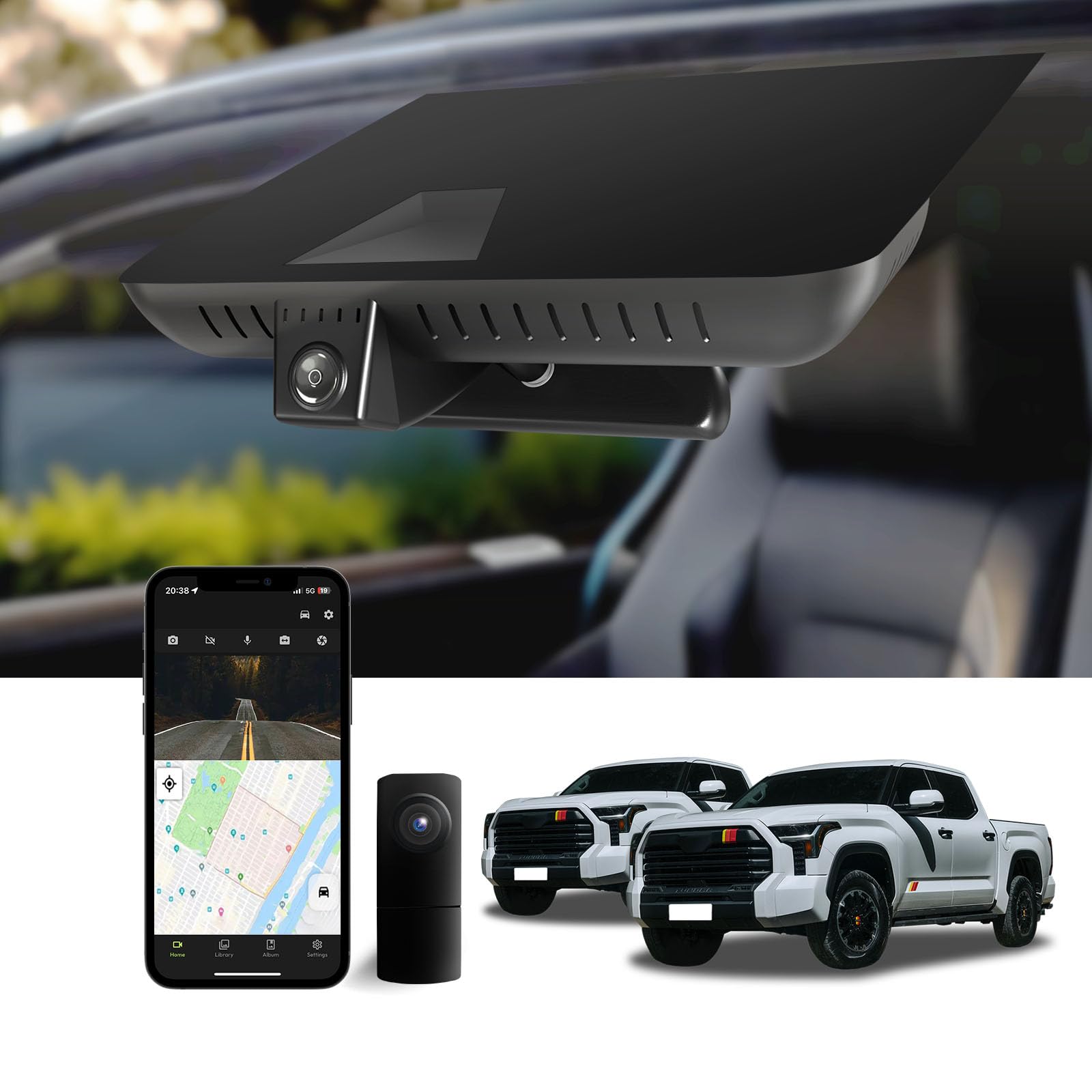 Front 4K Rear 1080P Dash Cam for Toyota Tundra 2022-2026 Hybrid Sequoia 2023-2026 Limited SR SR5 TRD Pro