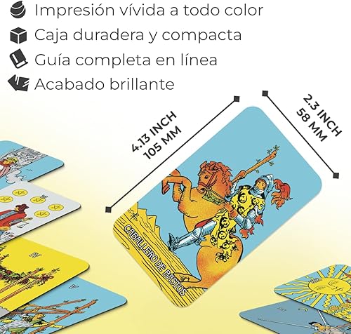 Miniatura 2 de Cartas del tarot originales en español, baraja de 78 cartas, baraja española de tamaño de bolsillo (4.13 x 2.3 pulgadas), cartas de adivinación,