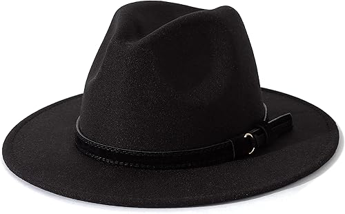 Lisianthus - Sombrero Fedora, de ala amplia, con hebilla de cinturón, para hombre y mujer