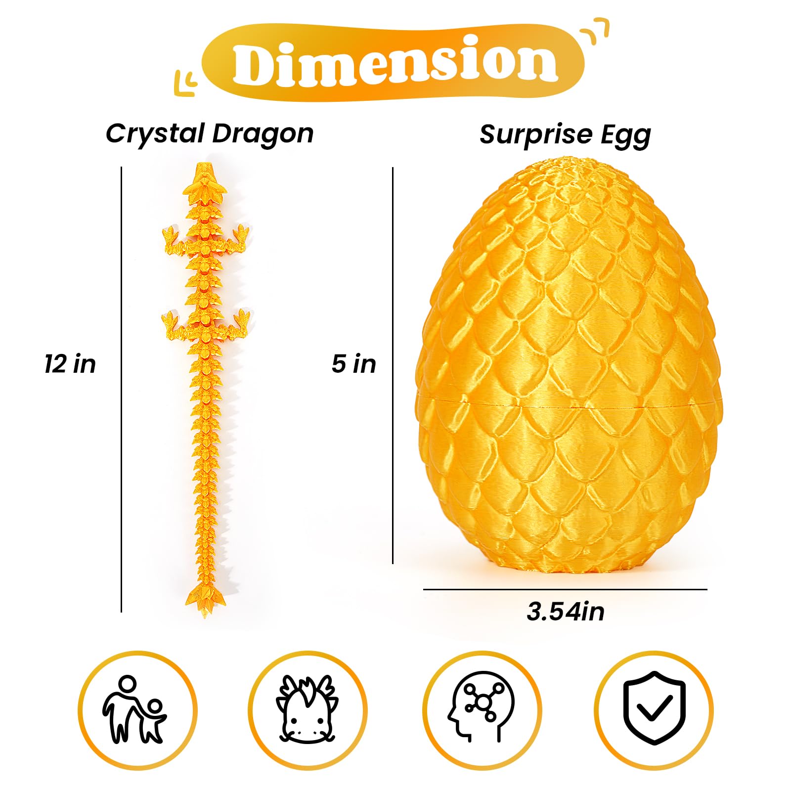 TBOLINE 30,5 cm 3D nadruk 3D smocze jajko, fajna przegubowa zabawka ze smokiem w jajku niespodzianka, dinozaury Fidget Toy dla chłopców, dzieci i młodzieży