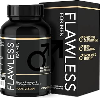 FLAWLESS FOR MEN: Be Ready Male Fiber Supplement | Support Gut Health with Psyllium Husk, Flax & Chia Seeds for Relief of IBS Symptoms | Digestive Cleanliness | 120 Vegan Capsules