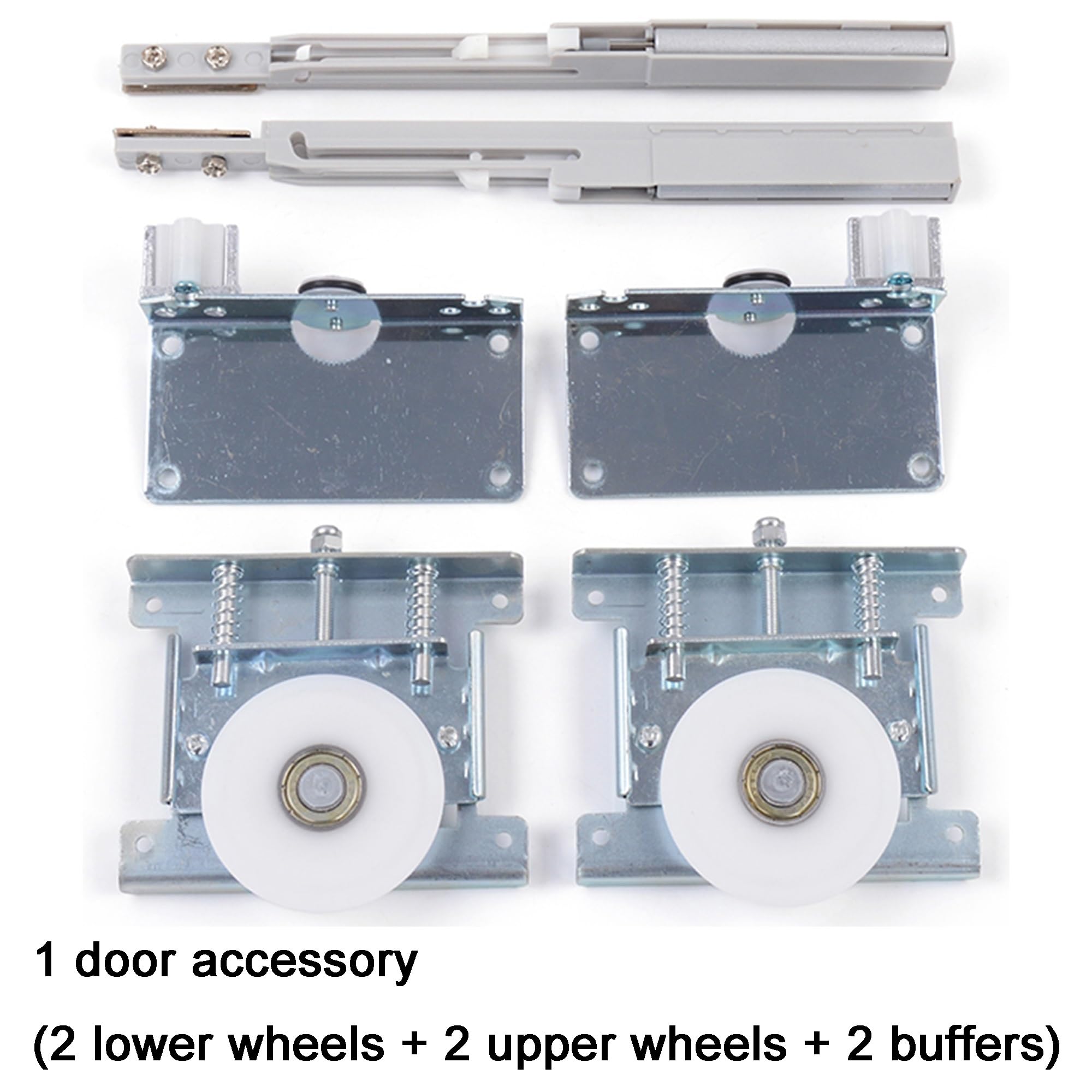 Kit di ferramenta per Porte scorrevoli con meccanismo di Chiusura Ammortizzata, Binario e rulli con Cuscinetti a Sfera da 189 cm per Uno Scorrimento Fluido delle Ante degli armadi, Facile in