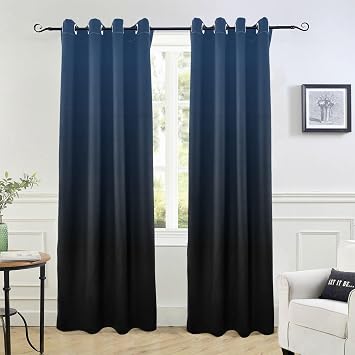 Dark Blue Black Blackout Curtains 84 inches 1 Piece Window Curtain Panels for Apartment Curtains for Sliding Glass Door Bathroom Curtains Decor Cortinas para Cuarto