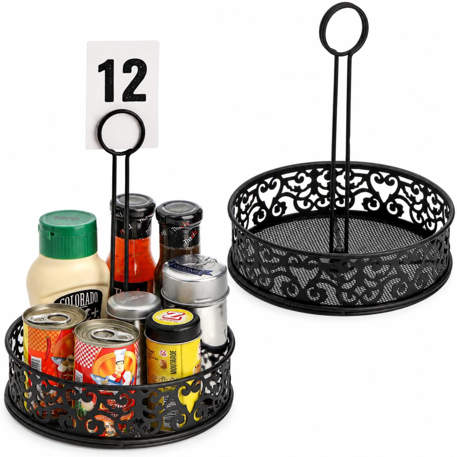 Lyellfe 2 Pack Condiment Caddy with Menu Number Card Holder