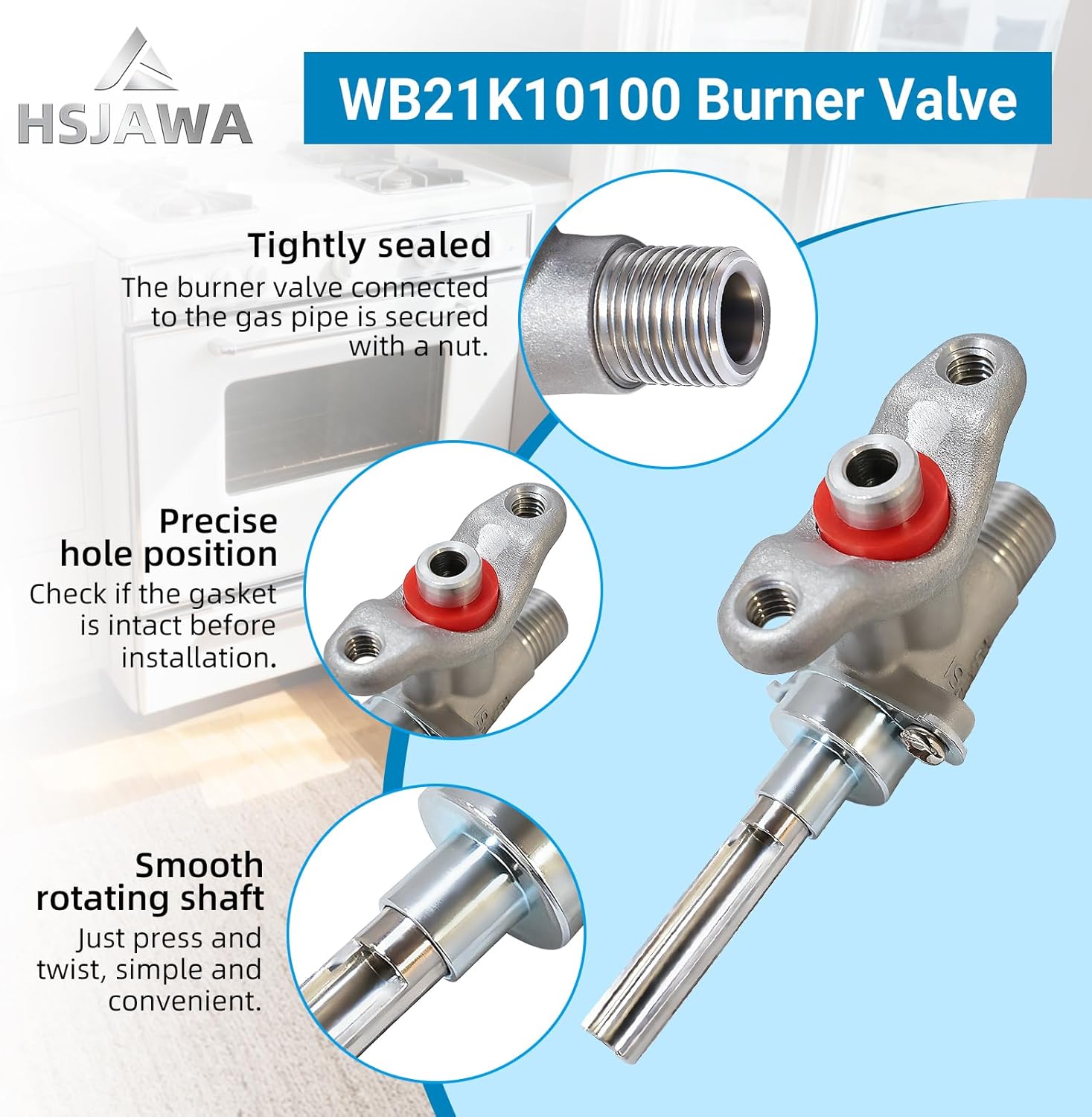 WB21K10100 Surface Burner Valve Compatible with GE Hotpoint WB21K10100 Range Valve Burner Models Include 1473798 AP4368232 PS2345608 EAP2345608 (Gray 2PC)