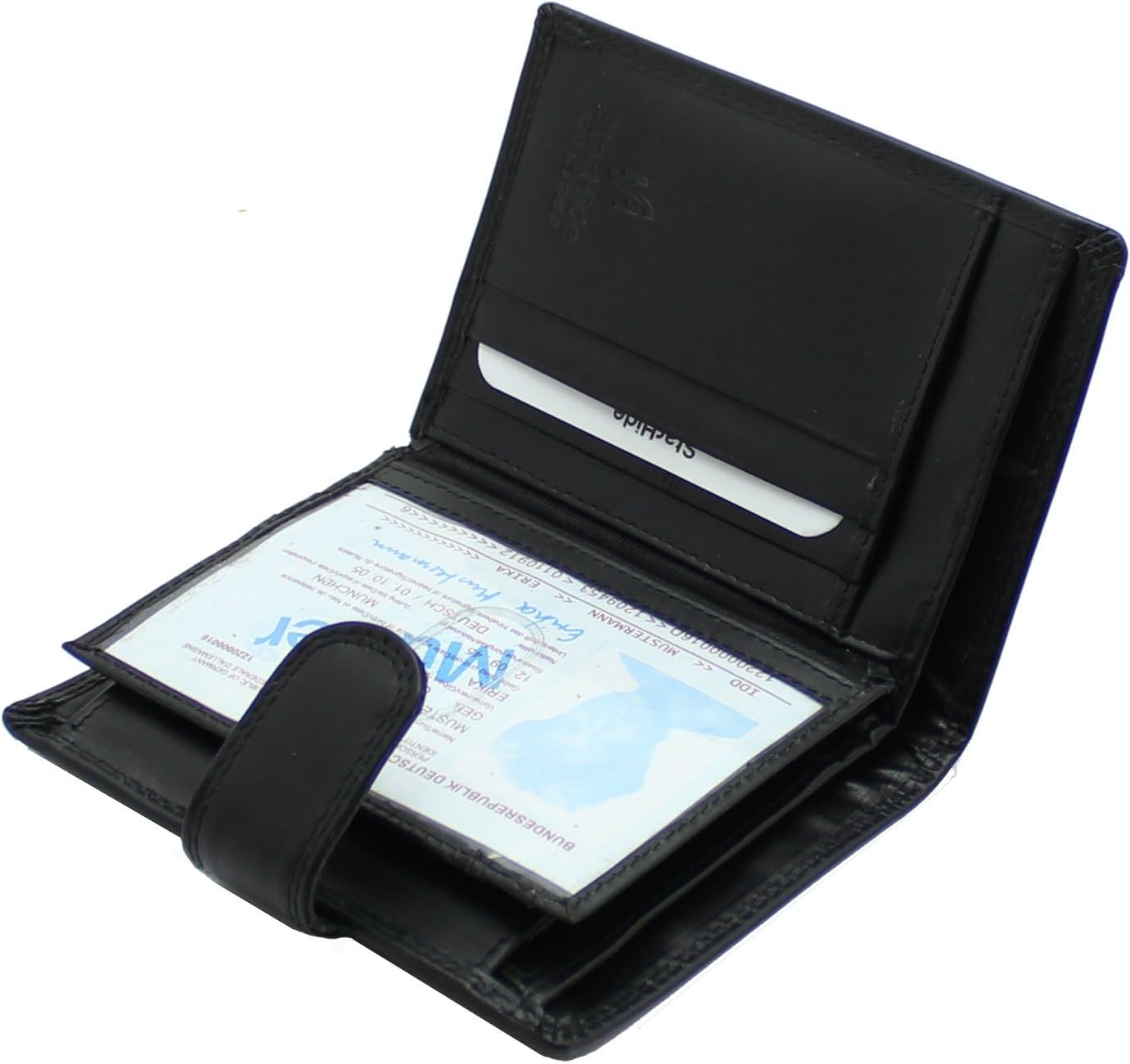 STARHIDEMens RFID Blocking Trifold Genuine Leather Multi Card Capacity Wallet 1085 (Black)