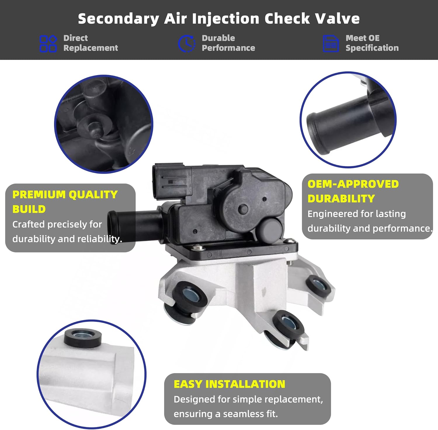911-624 Secondary Air Injection Check Valve Fits for Lexus GX460 2010-2013, Toyota Tundra 2010-2013, Toyota Sequoia 2010-2012, Replaces# 25702-38050 Left Driver Side