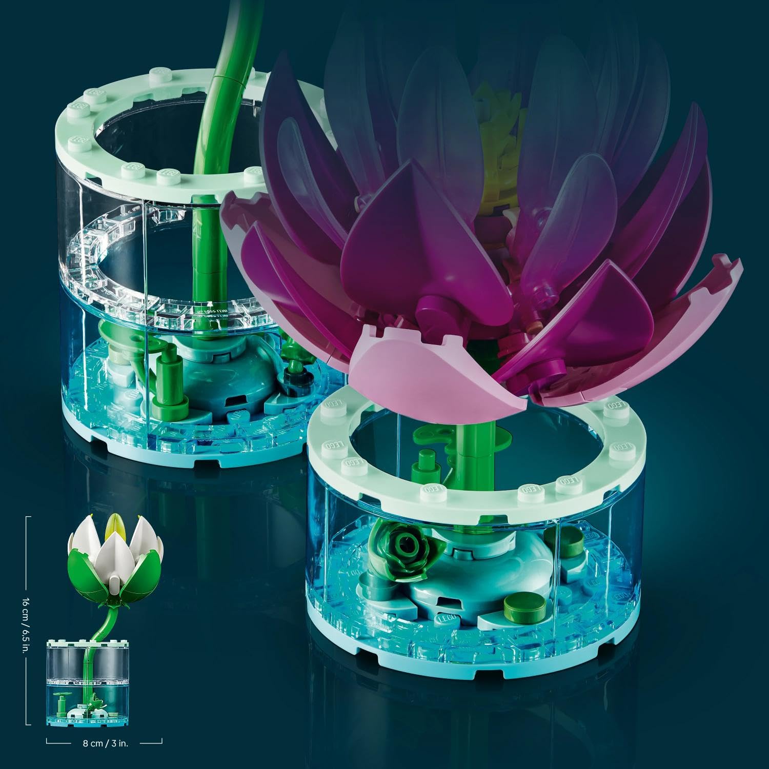 LEGO Botanicals Les Nénuphars - Set de Fleurs Artificielles - Fausses Plantes en Pot dans Vases Transparents - Décoration DIY pour Chambre d'enfant - Cadeau pour Fille dès 9 Ans ou Adulte 11511