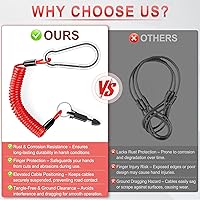 Vista 6 de JUSTTOP Cable de Ruptura para Remolque de 6 Pies, Cable Enrollado de Remolque con Resorte de Acero Inoxidable Resistente, Cable de Freno