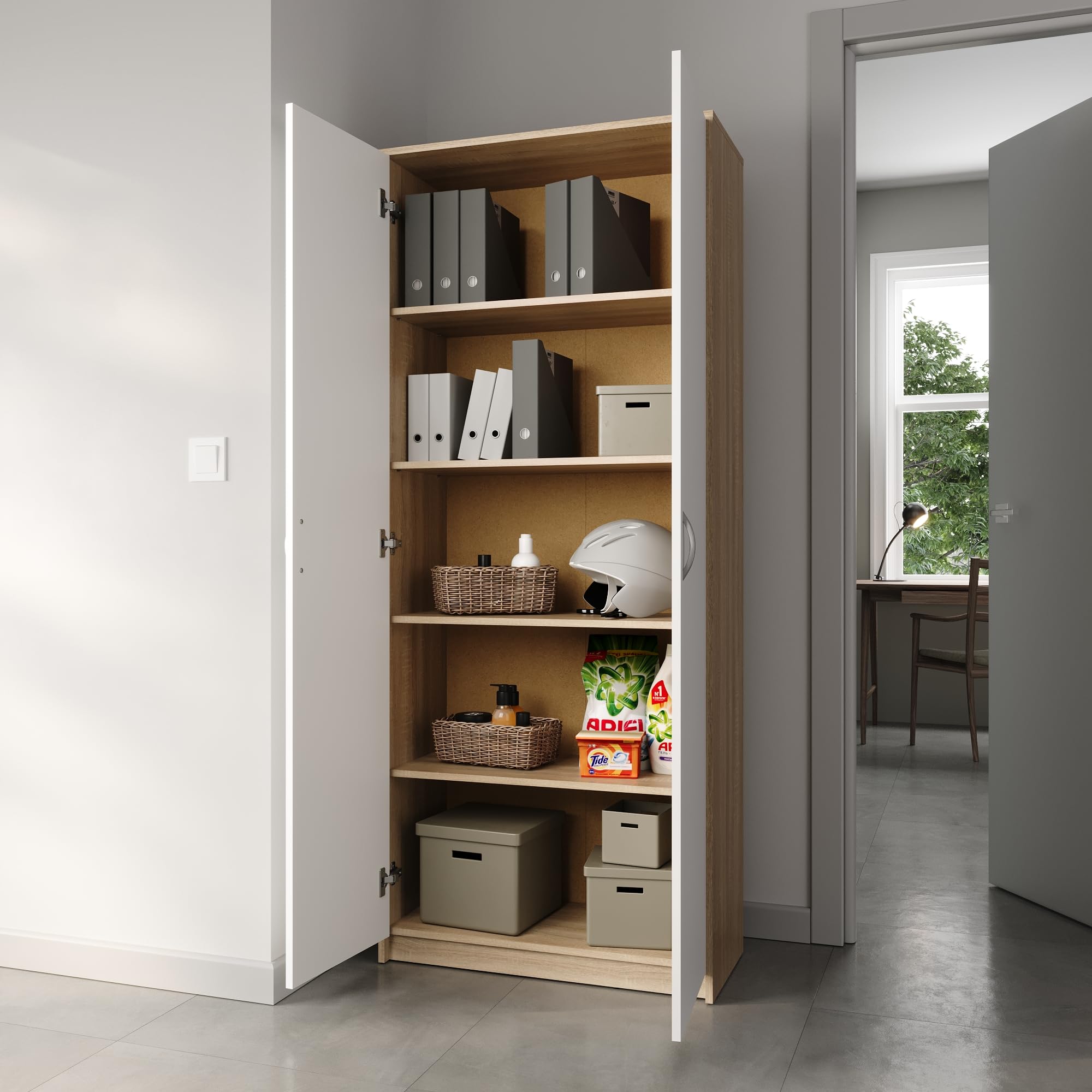 ML-Design Multifunctionele kast 80x182,5x37 cm, Wit MDF Melamine