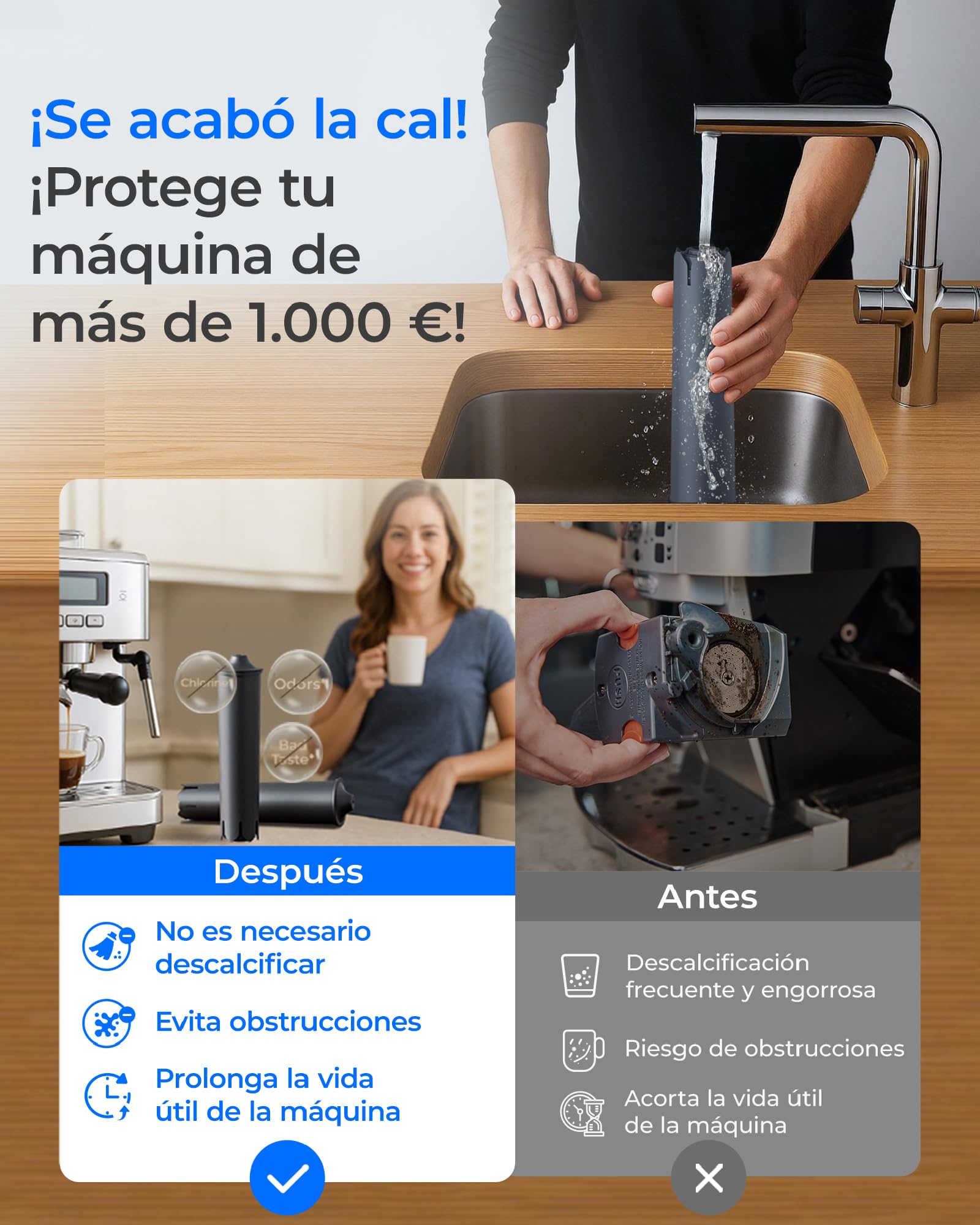 Waterdrop Filtre à Café, Compatible avec Smart, Smart+, 24233 Filtre, Compatible avec Jura E8, E6 Machines, Réduit la Teneur en Calcaire (4)