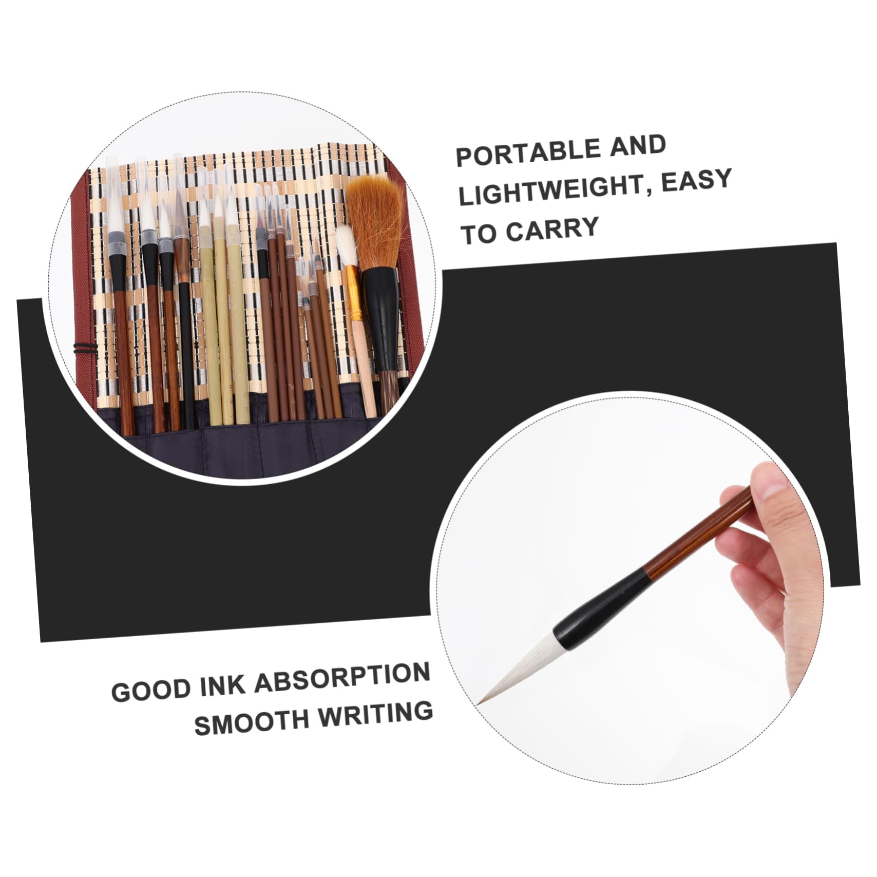 Pinceau à Dessin pour Calligraphie, Lot de 1 Set de Set, Rond en Bois