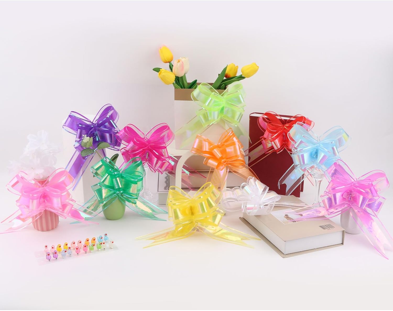 Pull Bows for Gift Wrapping, 12Pcs Bow Ribbon for Gift Wrapping 6 Inches Large Christmas Bows Gift Bow for Presents Package, Gift Baskets, Wedding Gift Box and Party Birthdays Holidays Decoration - Image 6