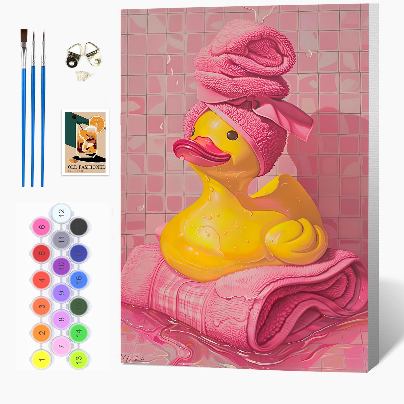 Auremi Duck Cute Paint by Numbers Kits for Adults Children,Duck Painting Kits for Beginners On Clear Symbols Canvas with Wooden Framed, Easy DIY Acrylic Pigment Drawing 20x30cm โ image 1