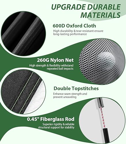 Miniatura 2 de Red de golf, ayuda para golpear golf de 10 x 7 pies con alfombra plegable de triple césped, diseñada para uso en exteriores e interiores, redes de