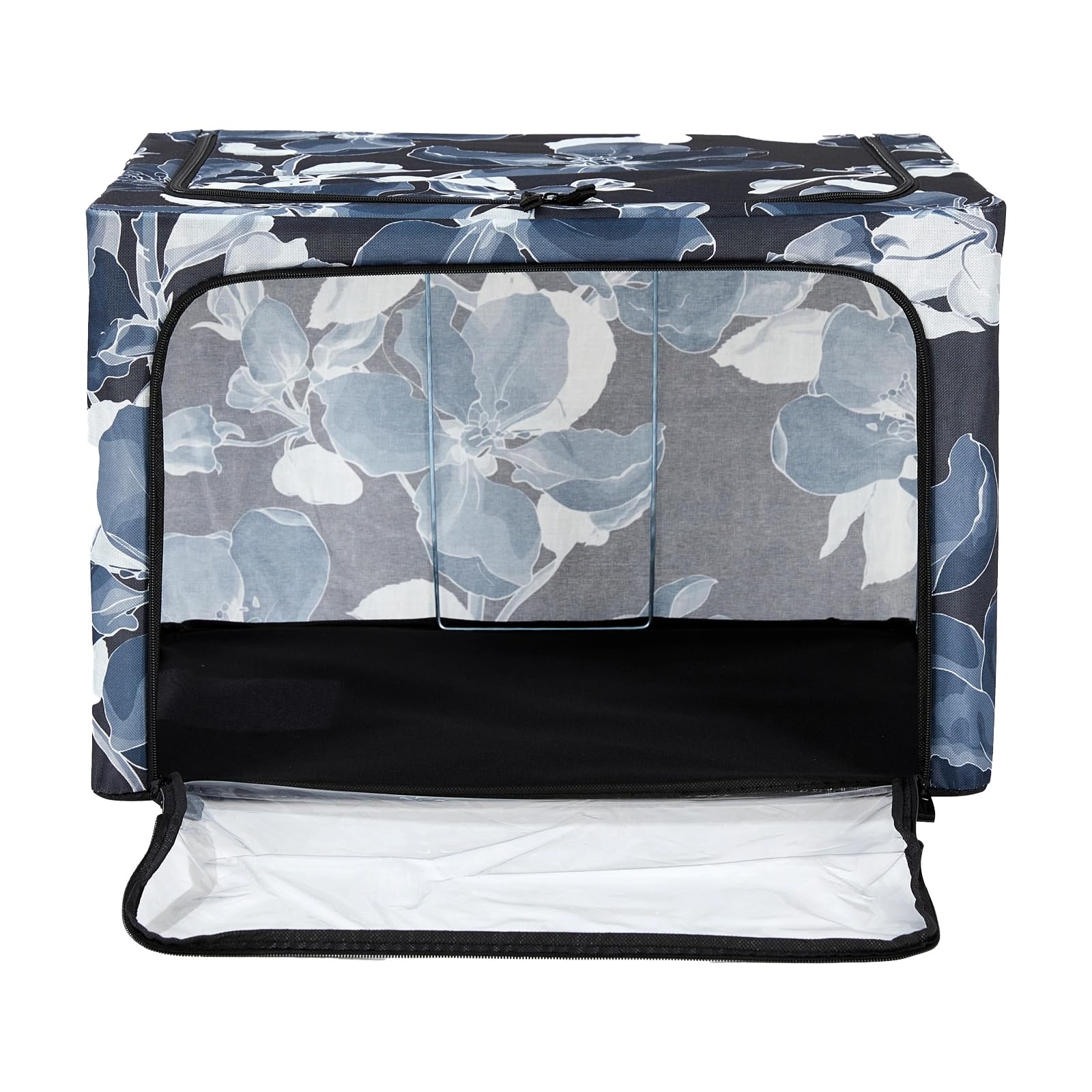 Periea ‘Beau’ Folding Collapsible Stackable Fabric Home Storage Boxes with Steel Frames (Black Grey Floral, Large) — view 8