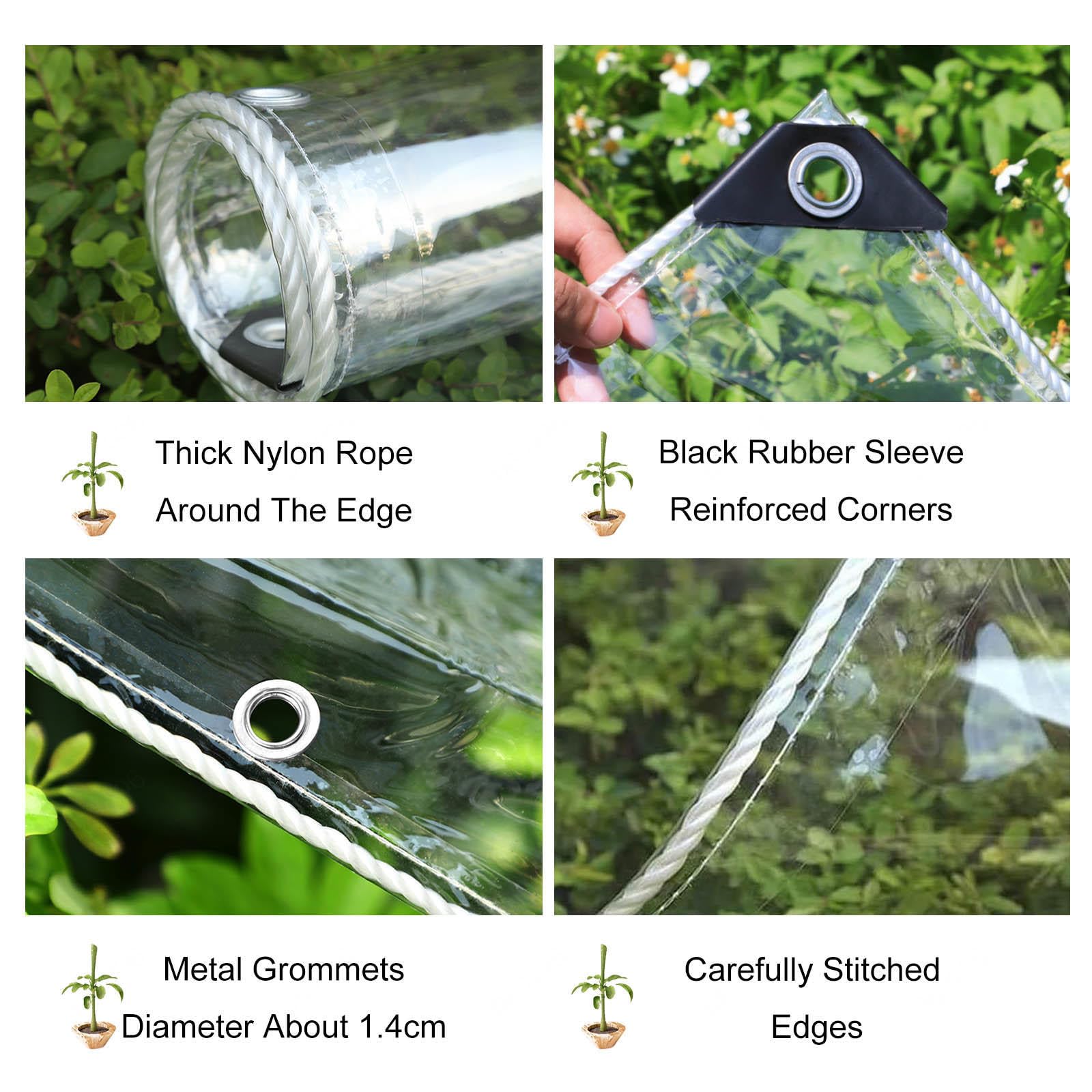 Transparente PVC Plane Seitenteil Mit Reissverschluss Tür,Outdoor Durchsichtige Plane Vorhänge,Pergola Terrasse Veranda Carport Pavillon wasserdichte Abdeckplanen Mit Ösen,L×H-2.3 * 2.5m(7.5 * 8.2ft)