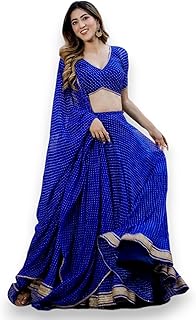 Zeel Clothing Women's Leheriya Print Pure Georgette New Lehenga Choli with Dupatta (5049-Blue-Stylish-Wedding-Designer-Ne...