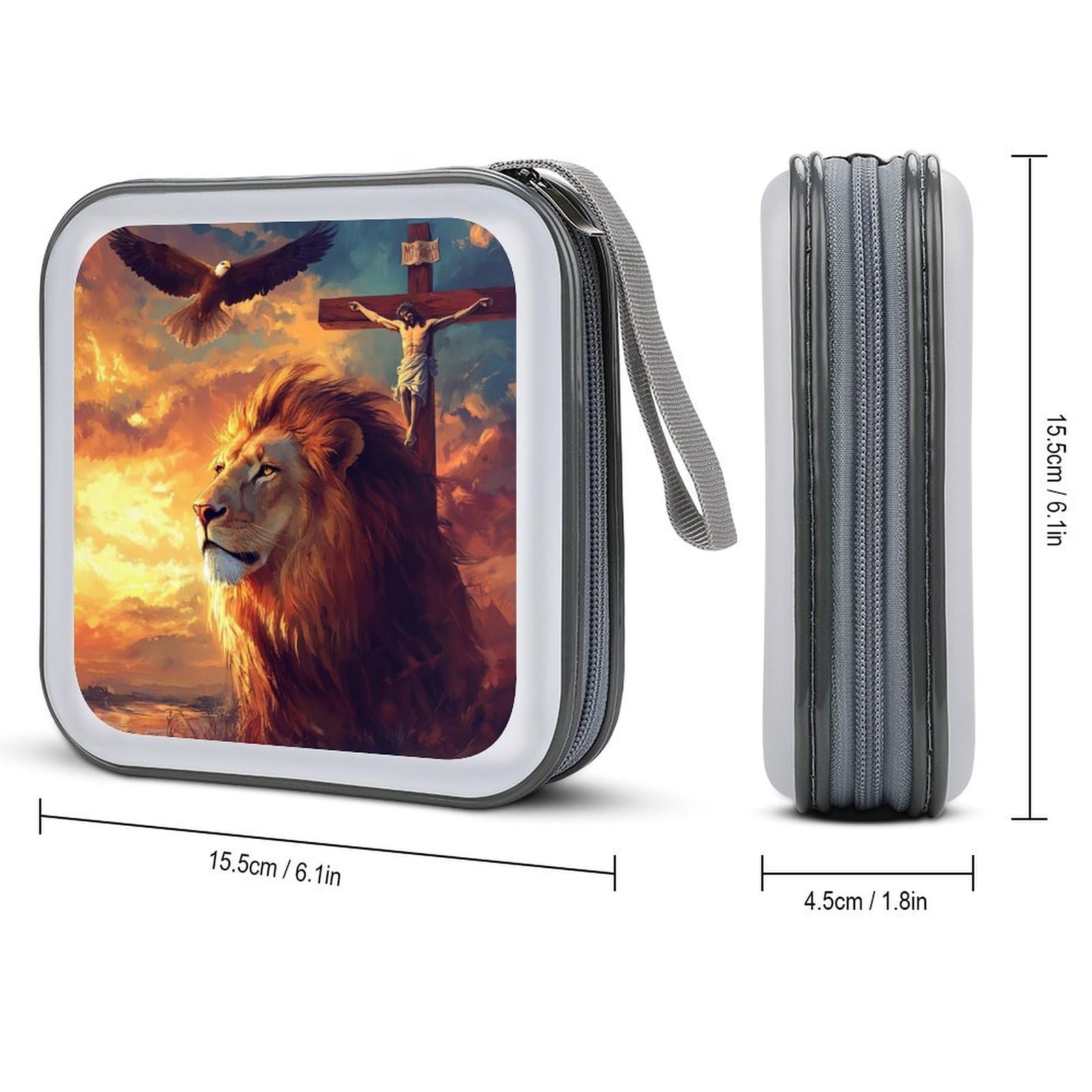 Christian Lion Of Judah Ea-gle CD Case Plastic DVD Case Holder Wallet Disc Storage Organizer for Car Travel