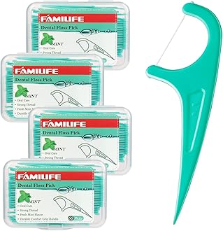 Floss Picks Mint Dental Floss Picks M-01 with 4 Travel Handy Cases 240 Count Flossers