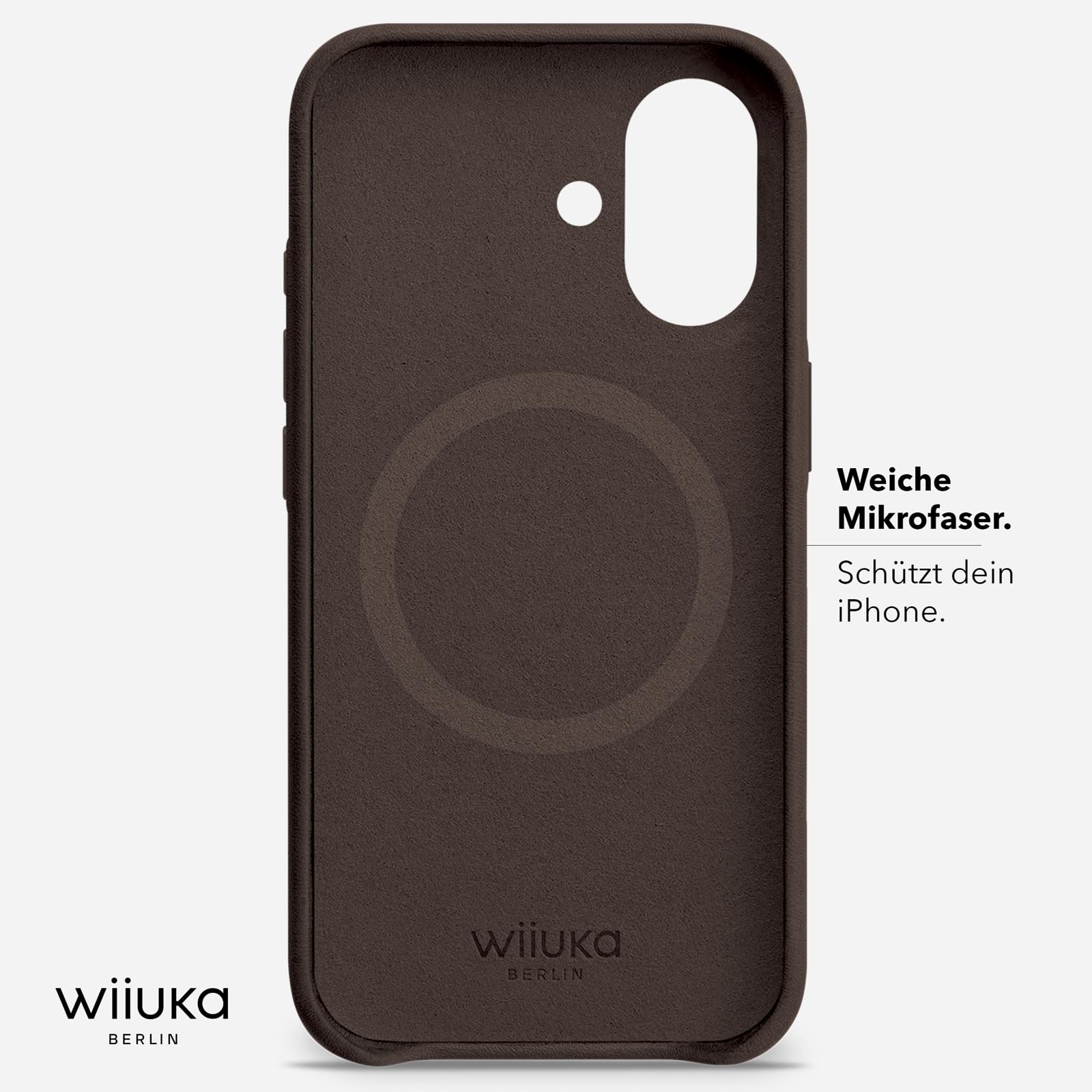 WIIUKA Funda para iPhone 17, piel de Alemania, funda de piel extrafina, funda premium para teléfono móvil, Case, Qi, skiin more, vintage marrón