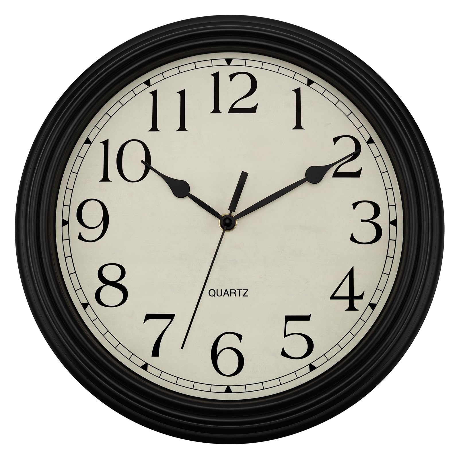 Photo 1 of Foxtop 14 Inch Wall Clock Battery Operated Silent Non-Ticking Classic Vintage Retro Wall Clock Decorative for Office Living Room Kitchen Home (Black) Black 14 inch