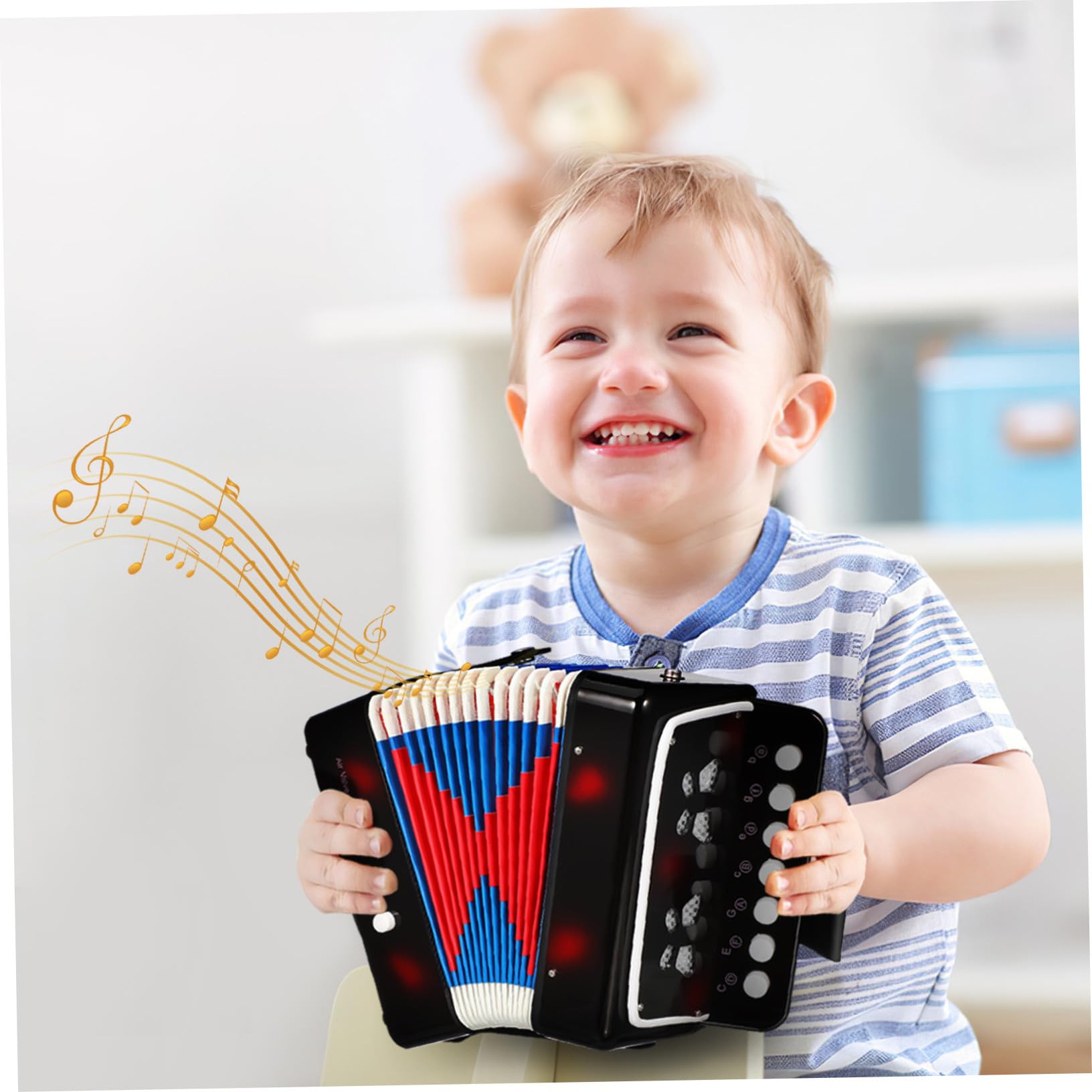 Toyvian Fisarmonica Giocattolo per Mini Portatile Tasti Bassi Pulsanti Strumento Musicale per Piccoli con Design Ergonomico Facile da Usare per Sviluppo Musicale e Ritmo
