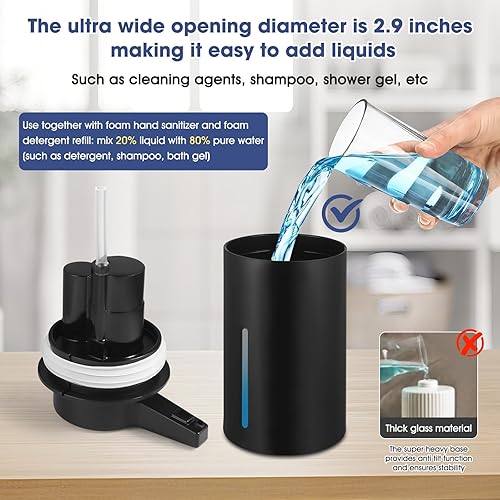 Miniatura 5 de Paquete de 2 dispensadores automáticos de jabón de 13.5 onzas  Dispensador automático de jabón líquido de diseño acanalado para baño y encimera de
