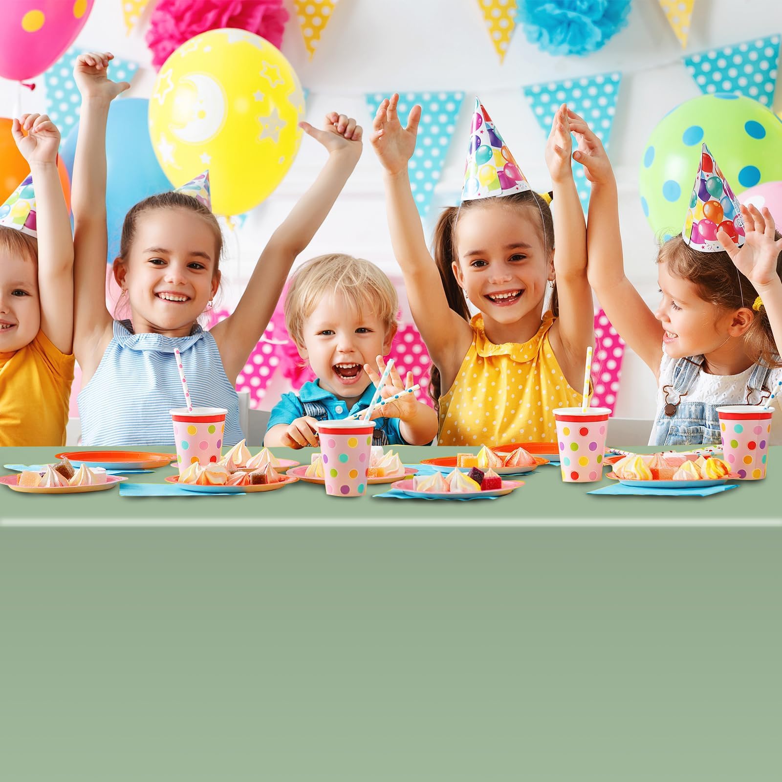 3pz Tovaglia Verde Salvia in Plastica, 137x274cm, Tovaglia Rettangolare per Compleanno, Feste Primavera, Matrimonio, Baby Shower, Decorazioni Tavola