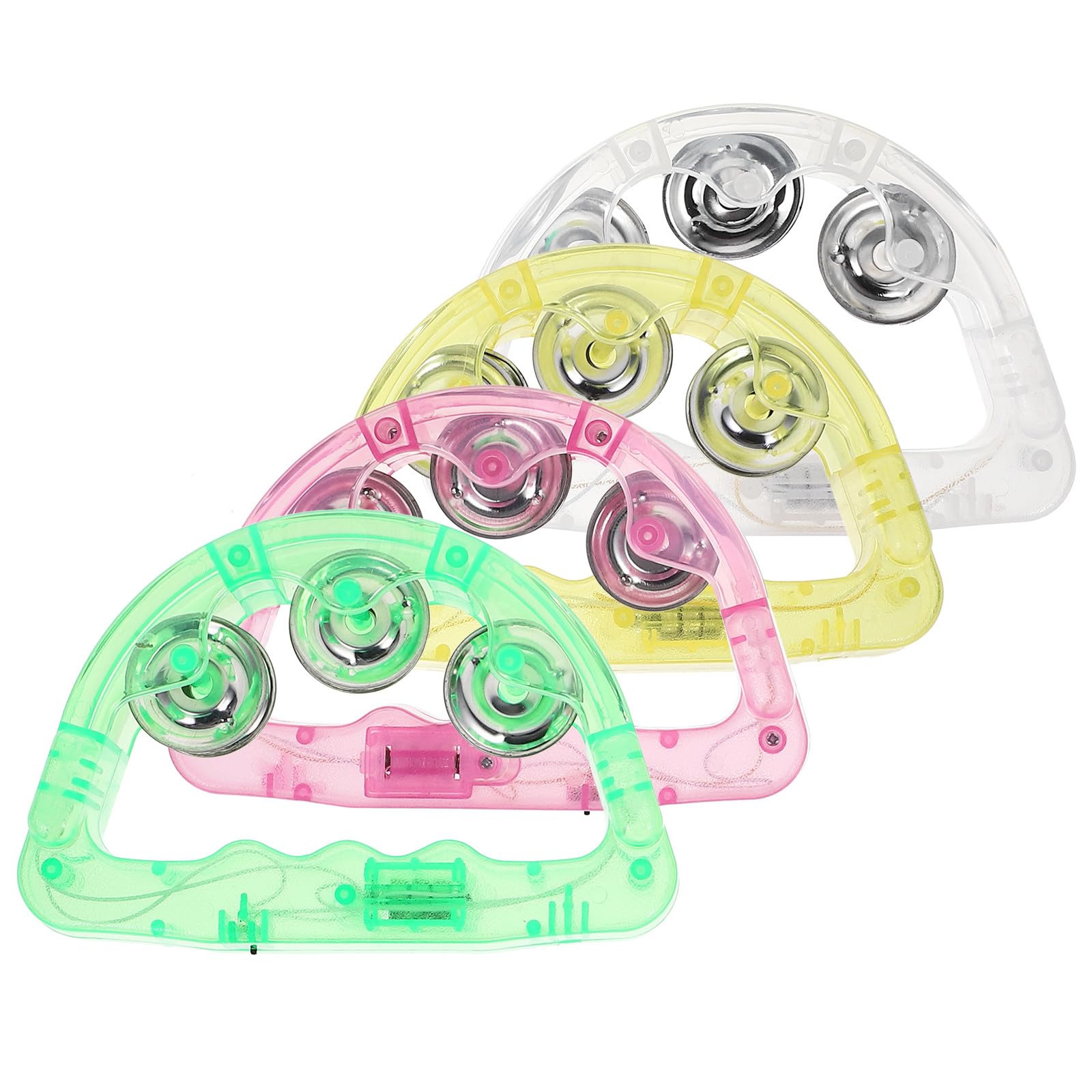 8 Piezas Panderetas Portátiles con Luces LED Accesorios Luminosos para Fiestas Instrumentos de Percusión Divertidos para Eventos y Celebraciones Color Aleatorio