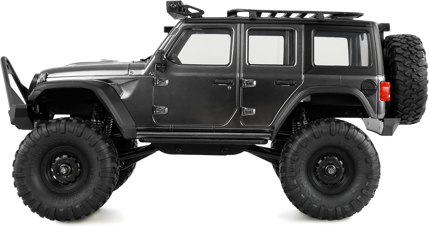 Amewi AMXRock Mini Crosstrail Scale Crawler 4WD 1:16 RTR Grey with Remote Control, Battery, Charging Cable