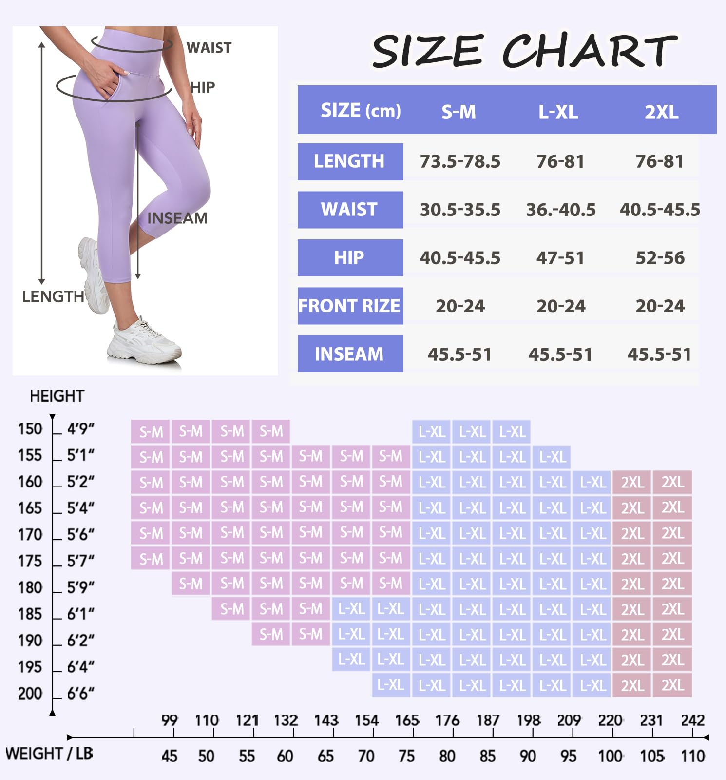 Leggings 3/4 Femme Pantalon de Sport, Jegging Taille Haute Femme Yoga Opaque Doux Capri Leggings avec Poches